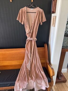 Blush Pink Velvet Wrap Maxi Dress Baltic Born size S